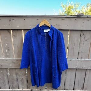 Chico’s Sz 1 (8/10) Beautiful Blue Open Front Jacket
